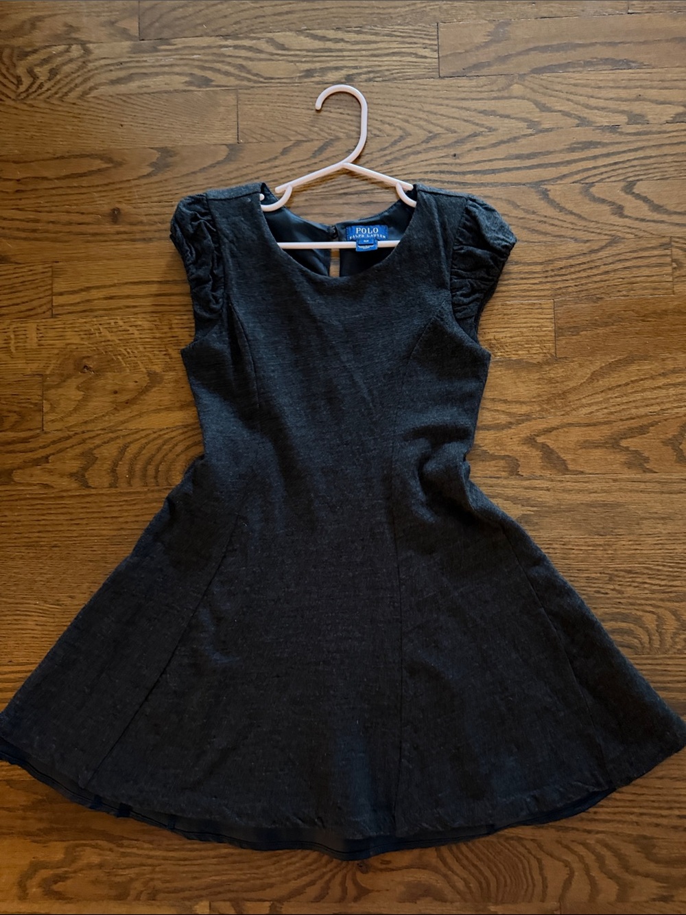 Polo by Ralph Lauren Black Girls' Knit Fit-and-Flare Dress with Puff Sleeves